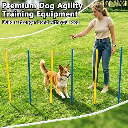 6-Pack Dog Agility Weave Poles with Stakes for Backyard Dog Training - color: SLV-weave 6