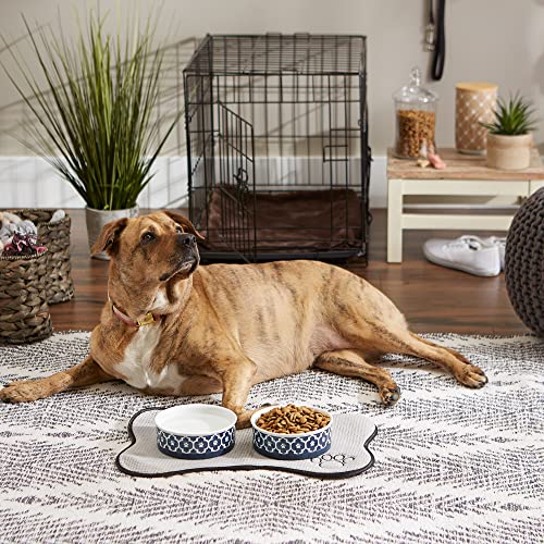 Bone Dry Lattice Collection Pet Bowl & Canister, Medium Set, 6x2 inches, Nautical Blue, 2 Piece - color: Nautical Blue, size: Medium Set, 6x2"
