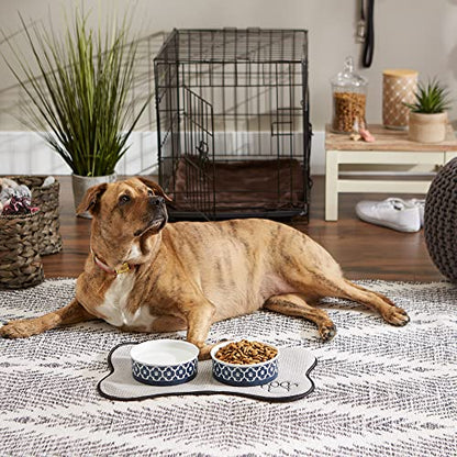 Bone Dry Lattice Collection Pet Bowl & Canister, Medium Set, 6x2 inches, Nautical Blue, 2 Piece - color: Nautical Blue, size: Medium Set, 6x2"