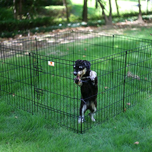 PEEKABOO Dog Pen Pet Playpen Dog Fence Indoor Foldable Metal Wire Exercise Puppy Play Yard Pet Enclosure Outdoor 8 Panels 24 Inch (Only Black playpen) - style: Only playpen