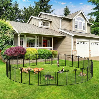 Dog Playpen Outdoor 32 Piece Panels Heavy Duty Dog Fence 40" Height Anti-Rust with Doors Portable for RV Camping Yard, Total 71FT, 406 Sq.ft, Snowy Black - style: 27"W x 40"H