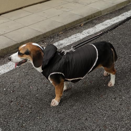 Vecomfy Fleece Lining Dog Hoodie with Harness Built in,Extra Warm Small Dog Jacket in Winter Puppy Coats with Drawstring Hooded,Black XS - color: Black(Harness Built in), size: X-Small (Pack of 1)