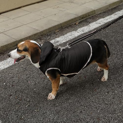 Vecomfy Fleece Lining Dog Hoodie with Harness Built in,Extra Warm Small Dog Jacket in Winter Puppy Coats with Drawstring Hooded,Black XS - color: Black(Harness Built in), size: X-Small (Pack of 1)