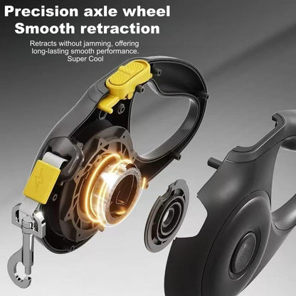 16.5 FT Retractable Leash for Large Dogs (110lbs). Tangle-Free Nylon Tape with One-Handed Brake & Lock for Total Control. with Anti-Slip Handle, One-Handed Brake, Pause, Lock