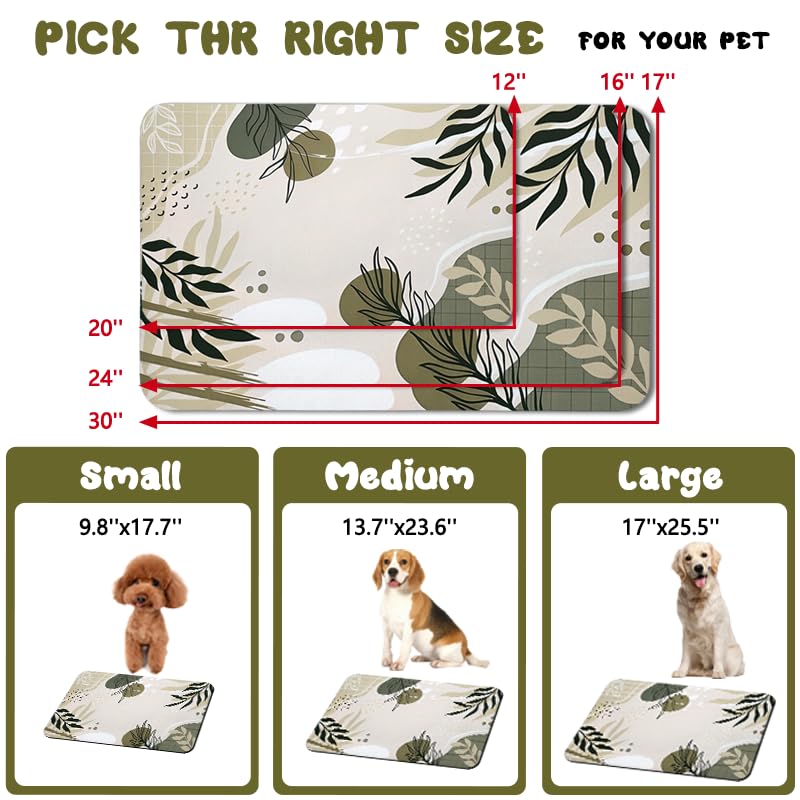 Bohemia Tropical Leaves Pet Feeding Mats - Waterproof, Absorbent Dog Cat Food and Water Bowl Mats - 12 * 20 inch - color: Bohemia, size: 20"L x 12"W