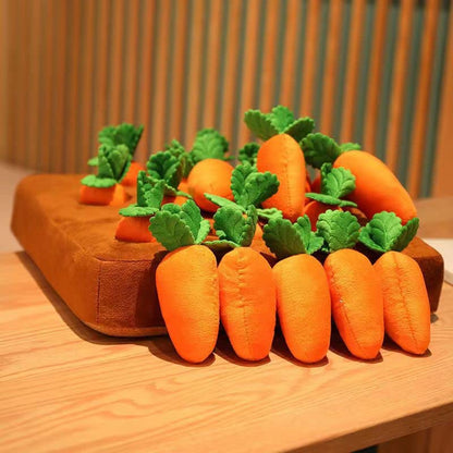 Carrot Snuffle Mat for Dogs, Interactive Dog Plush Puzzle Toys, 2 in 1 Non-Slip Nosework Feed Games, Pet Stress Relief with 12 Carrots