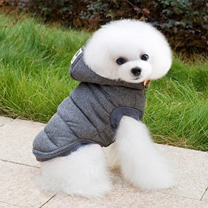 Fleece Dog Hoodie Winter Coat for Small Boy Dog Cat Puppy Cotton Hooded Jacket Chihuahua Clothes Grey L - color: Gray, size: L
