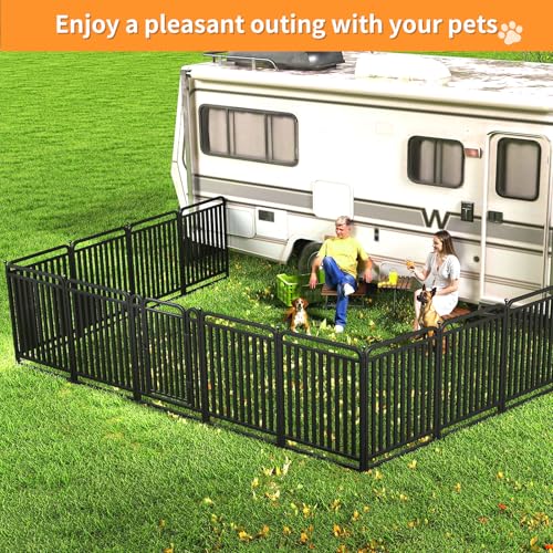Puppy Playpen Dog Playpens Fence Outdoor Thickened Metal Tube, Low Threshold Dog Play Pen Indoors, 32" Height 8 Panels for Small/Medium/Large Dogs (Black) - style: 32" height