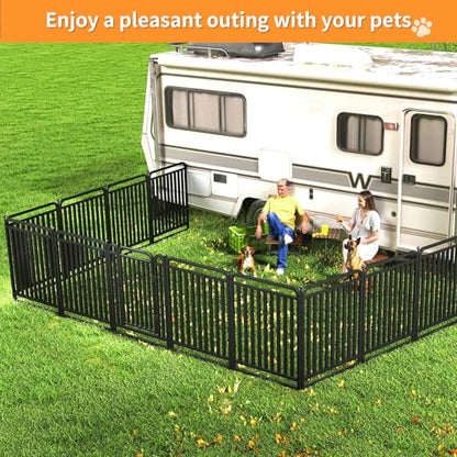 Puppy Playpen Dog Playpens Fence Outdoor Thickened Metal Tube, Low Threshold Dog Play Pen Indoors, 32" Height 8 Panels for Small/Medium/Large Dogs (Black) - style: 32" height