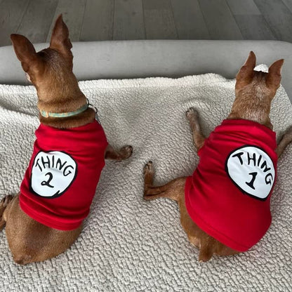 Dog Shirts for Pet Clothes Soft Breathable Puppy Shirts Pop Culture Thing 1 to Thing 9 Printed Pet T-Shirt (RED-2, X-Large) - color: RED-2, size: X-Large