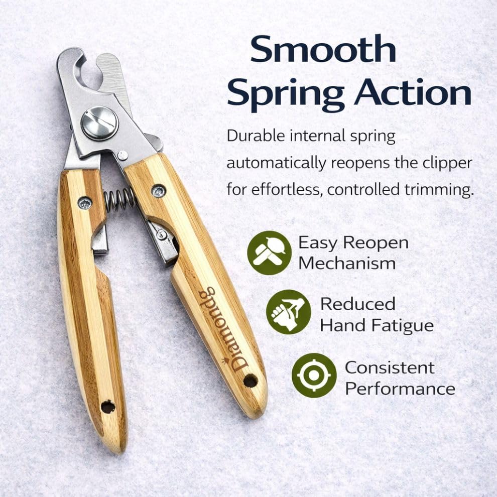 Diamondg Big Dog Heavy Duty Dog Nail Clipper and Trimmer with Full Length Hardened Steel and Wooden Handle - color: Beige