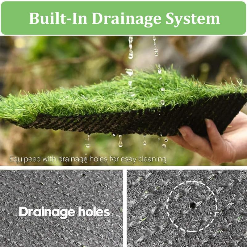 Realistic Artificial Grass Turf Mat 1 Ft X 10 Ft, 0.8” Pile Height Synthetic Fake Green Lawn Rug with Drainage Holes, Pet Dog Turf for Indoor Outdoor Patio Garden Balcony, Custom - size: 1 X 10 Feet