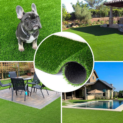 Artificial Grass Turf Rug, 0.7" Fake Grass Faux Thick Outdoor Rug 3FT x 8FT Synthetic Mat Astroturf with Drain Holes for Dogs Garden Lawn Landscape Balcony - size: 3FTX8FT