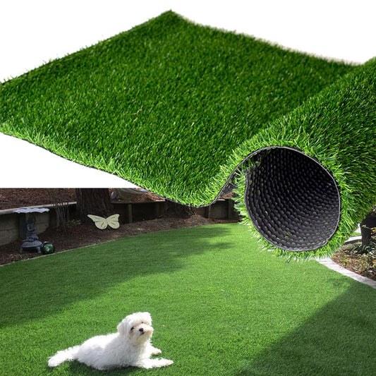 Artificial Grass Turf Rug, 0.7" Fake Grass Faux Thick Outdoor Rug 3FT x 8FT Synthetic Mat Astroturf with Drain Holes for Dogs Garden Lawn Landscape Balcony - size: 3FTX8FT