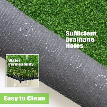 Artificial Grass Turf Rug, 0.7" Fake Grass Faux Thick Outdoor Rug 3FT x 18FT Synthetic Mat Astroturf with Drain Holes for Dogs Garden Lawn Landscape Balcony - size: 3FTX18FT