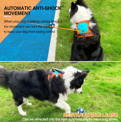 Dog Harness with Retractable Leash 51.2”,2-in-1 Large & Medium Dog Harness Vest with Built-in Auto-Stop Leash, 370 LB of Pull Adjustable Dog Walking Harness-XL, Hand Free Dog Leash Harness Set - size: XL(Neck20.7-31" Chest32-42")