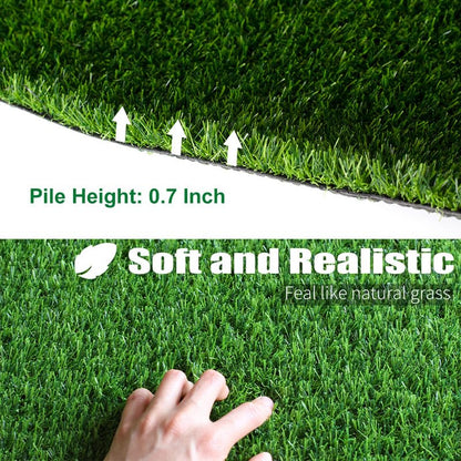 Artificial Grass Turf Rug, 0.7" Fake Grass Faux Thick Outdoor Rug 3FT x 16FT Synthetic Mat Astroturf with Drain Holes for Dogs Garden Lawn Landscape Balcony - size: 3FTX16FT